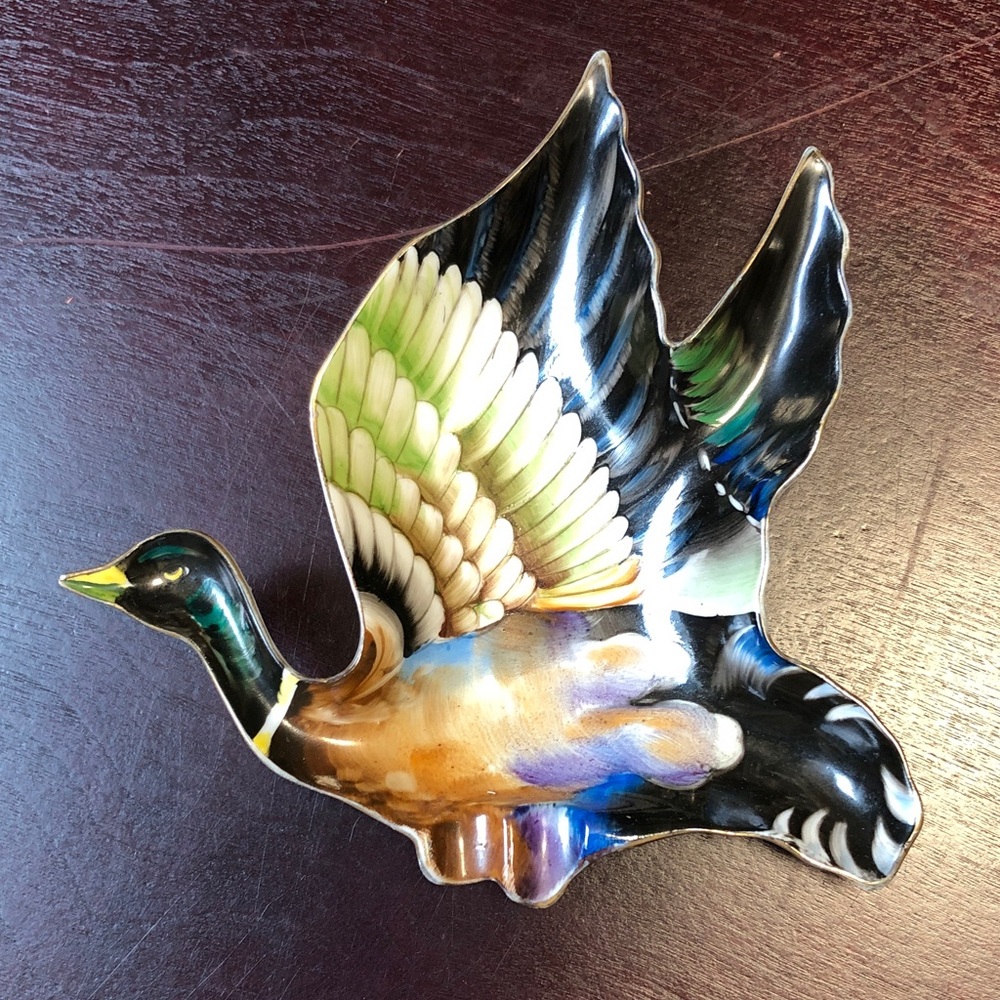 Handpainted Duck Mallard Nikoniko Japan Ashtray? Wall Hanging Decoration